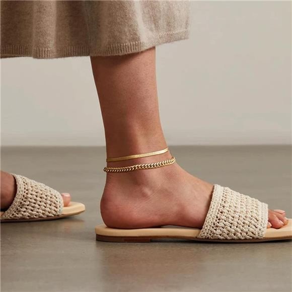 Dainty Gold Layered Anklets for Women - Picture 5 of 5